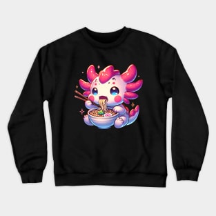 Axolotl Eating Ramen Noodles Crewneck Sweatshirt